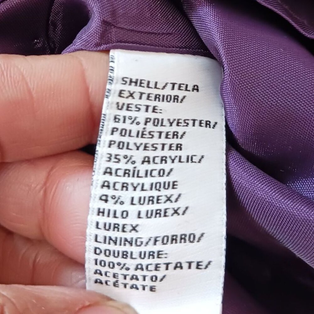 2B Rych One-Shoulder Plum Metallic Jacquard Mini Dress Polyester Blend Sz 0 - Picture 8 of 16